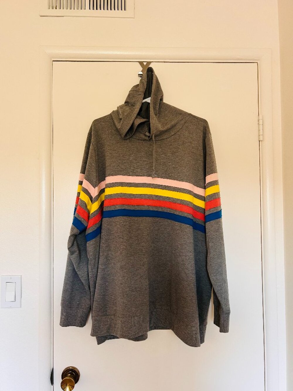Torrid retro striped long-sleeved, hooded shirt, size 3